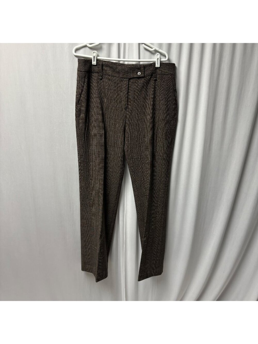 Dalia Collection Brown Plaid Dress Pants Womens Size 14 Trousers Office NEW